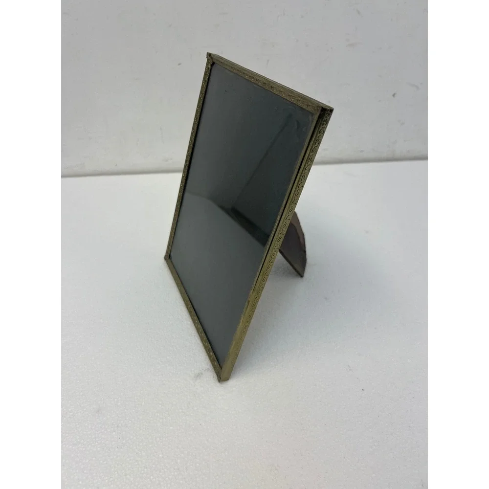 Vintage Brass Gold Scroll Border Picture Frame Easel Back Fits 8x10 Photo Stand